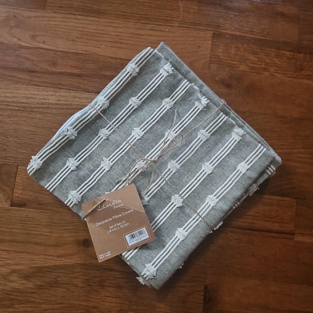 Gray and White Decorative Pillow Cover